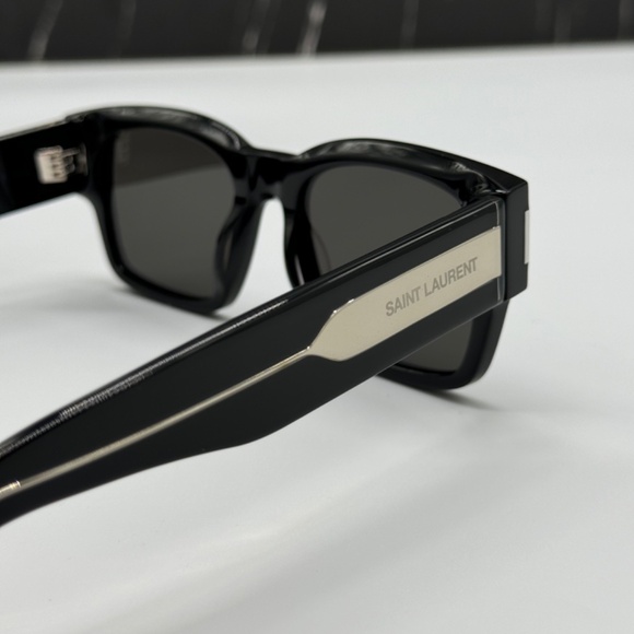 NEW SL617 001 SAINT LAURENT SQUARE SL 617 001 BLACK UNISEX SUNGLASSES - Picture 8 of 11